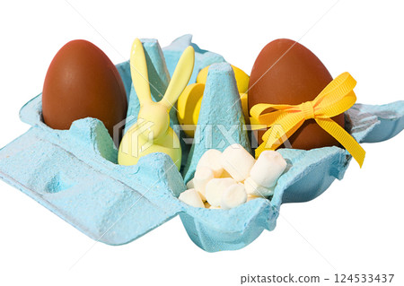Easter egg and decor collection, isolated on white, PNG 124533437