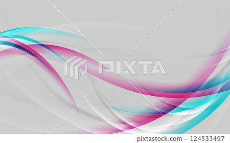 Bright blue and purple shiny waves on grey abstract background Bright blue and purple shiny waves on grey abstract background 124533497