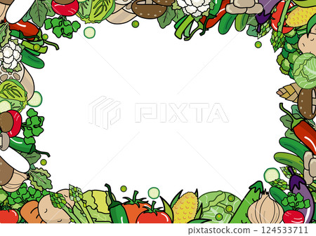 Colorful and cute vegetable illustration frame 124533711