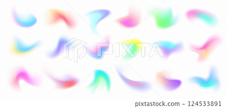 Colorful blurry gradient shapes, abstract light fluid mesh, soft colors in various forms. 124533891