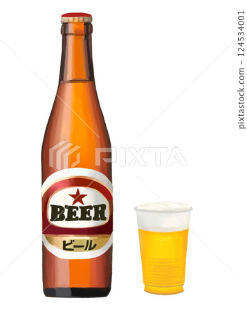 Beer bottles and plastic cups Beer bottles and plastic cups 124534001