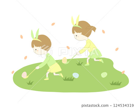 Illustration of kids playing egg rolls Illustration of kids playing egg rolls 124534319