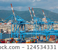 Genoa, Italy - 06 06 2021: Panoramic view of the Port of Genoa, Italy. 124534331