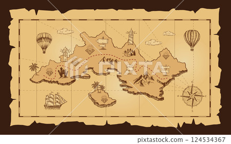 map, compass, paper 124534367