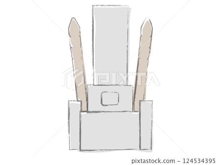 A simple gravestone with a stupa 124534395