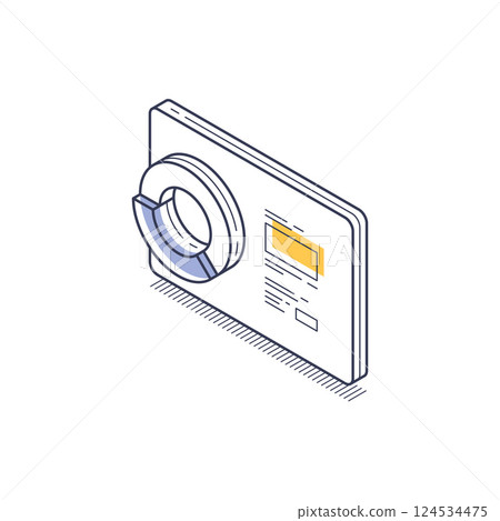 Visual representation of pie chart infographics in isometric line design for data analysis Visual representation of pie chart infographics in isometric line design for data analysis 124534475