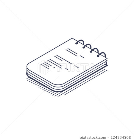 Notepad isometric line icon for modern digital applications and infographics 124534508