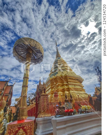 Golden temple, Doi Suthep, landmark of Chiangmai, Thailand 124534720