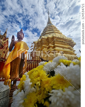 Golden temple, Doi Suthep, landmark of Chiangmai, Thailand Golden temple, Doi Suthep, landmark of Chiangmai, Thailand 124534721