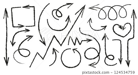 Set of handdrawn arrow doodles 124534759