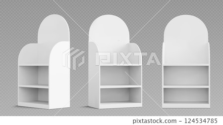 Cardboard display shelves set with arch shape. Cardboard display shelves set with arch shape. 124534785