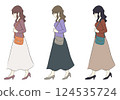 A woman with medium-length hair holding a bag 124535724