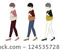 Short-haired woman holding a bag 124535728