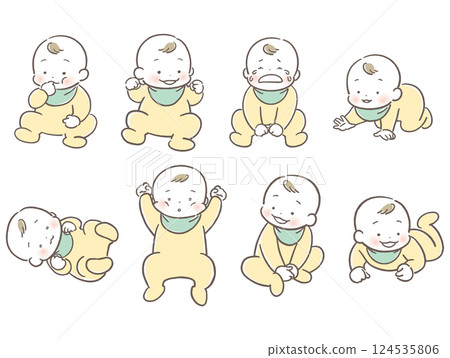 有各種各樣的表情的嬰孩 124535806