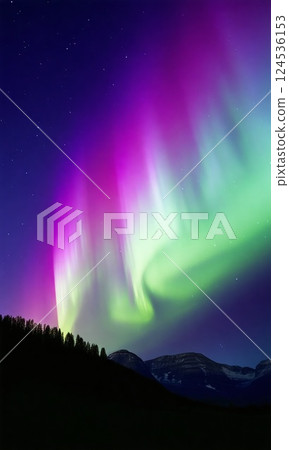 天空中五彩繽紛的極光 124536153