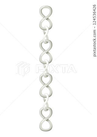 Metal chainlets with variety chain links. Silver, stainless steel necklaces vector illustration isolated on white background. Jewelry from precious metals. For jewelry store ad, fashion concept 124536426