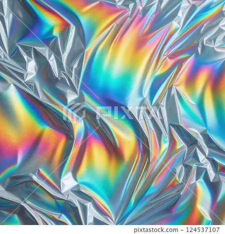Vibrant iridescent surface with abstract holographic patterns for modern design Vibrant iridescent surface with abstract holographic patterns for modern design 124537107