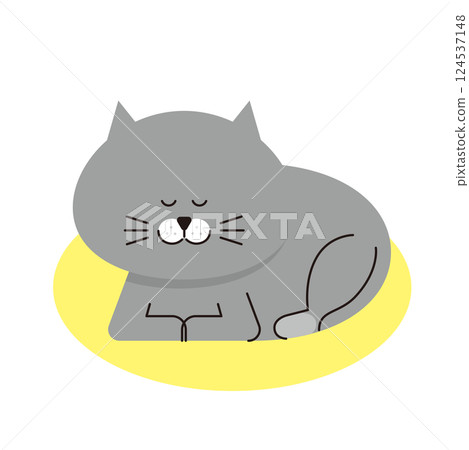 Illustration of a sleeping grey cat Illustration of a sleeping grey cat 124537148