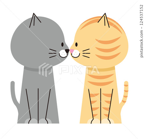 一隻貓親吻自己鼻子的插圖 124537152