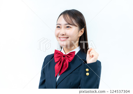 做膽量姿勢的學生 做膽量姿勢的學生 124537304