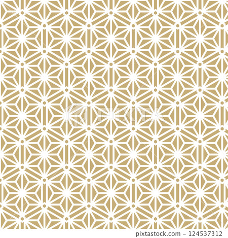 Asanoha 圖案背景材質、樣品相容、金色 124537312