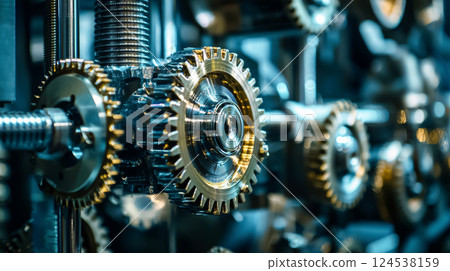 Intricate mechanical gears showcasing advanced engineering and precision printing techniques in industrial machinery concept Intricate mechanical gears showcasing advanced engineering and precision printing techniques in industrial machinery concept 124538159