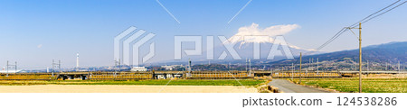 [靜岡縣] 春光明媚的富士山（全景拍攝） 124538286