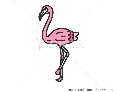 火烈鳥插圖(線條描彩色) 火烈鳥插圖(線條描彩色) 124538429