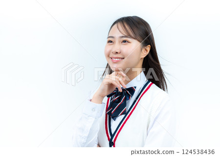 High school girl in uniform 124538436
