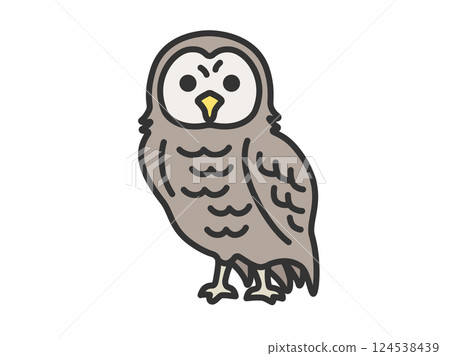 貓頭鷹插圖（線條描彩色） 124538439