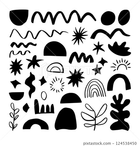 Black and White Organic Nature Elements Vector.... - Stock Illustration ...
