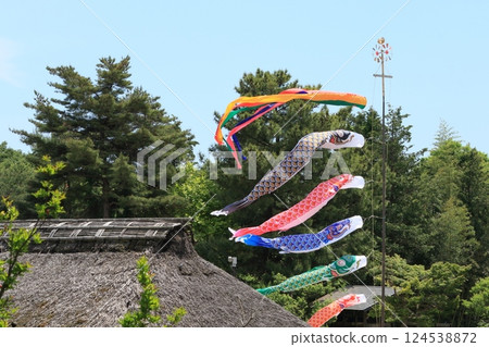 鯉魚幡比屋頂還高 鯉魚幡在藍天裡游 鯉魚幡比屋頂還高 鯉魚幡在藍天裡游 124538872