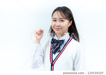 A student doing a guts pose 124539197