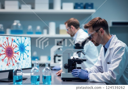 Scientific research in a laboratory setting for medical and biological studies 124539262