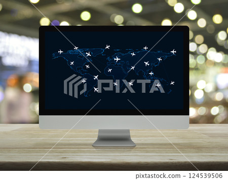 Business airplane transportation online network concept, Elements of this image furnished by NASA Business airplane transportation online network concept, Elements of this image furnished by NASA 124539506