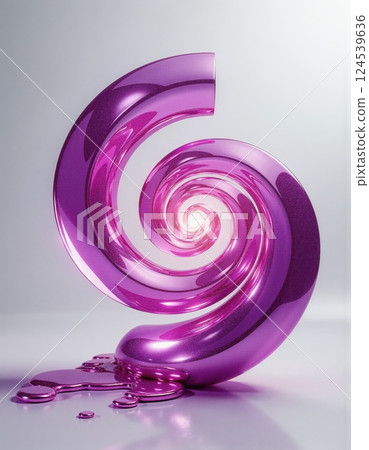 Abstract spiral sculpture with metallic purple finish for modern design Abstract spiral sculpture with metallic purple finish for modern design 124539636