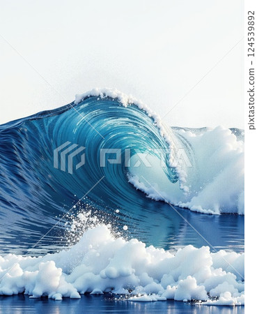 Majestic ocean wave cresting above the tranquil sea 124539892