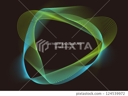 Blue and green gradient abstract circular curve background vector material on black background 124539972