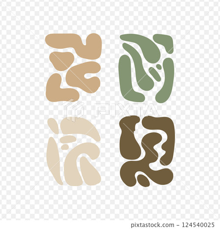 Botanical doodle art vector set. Groovy abstract flower art. Organic doodle shape. Vector art design for print, logo, wallpaper, wall art, branding, sticker and poster. 124540025