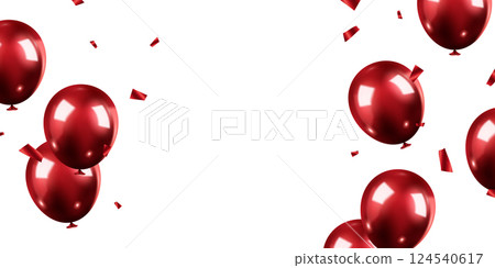Banner template, vector background, beautiful design, red watercolor 3d balloon illustration. 124540617