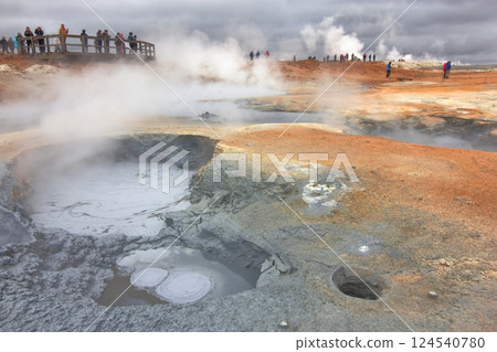 Hot springs in an active volcano in Iceland Hot springs in an active volcano in Iceland 124540780