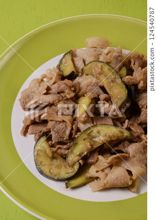Stir-fried miso with eggplant and pork 124540787