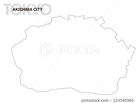 Blank map of Akishima city, Tokyo 124540966