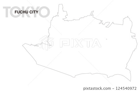 Blank map of Fuchu city, Tokyo 124540972