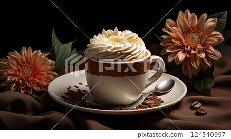 Coffee Art and a Cupcake: A Delightful Start to the Day 124540997