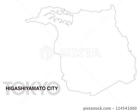 Blank map of Higashiyamato city, Tokyo 124541000