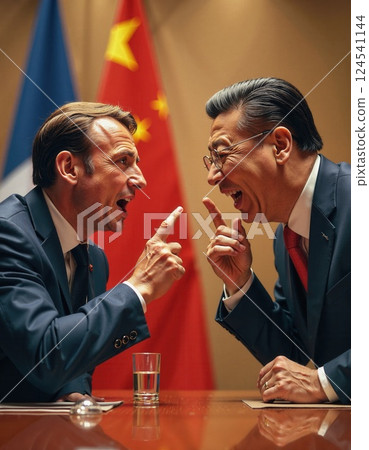 Diplomatic discussion: intense debate in international relations setting Diplomatic discussion: intense debate in international relations setting 124541144