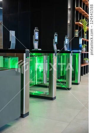 Picture of modern access security control in the business center 124541588