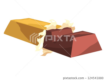 Realistic chocolate piece of dark chocolate icon. Chunk of cocoa dessert or square chocolate candy. Food sweet snack isolated on white background Realistic chocolate piece of dark chocolate icon. Chunk of cocoa dessert or square chocolate candy. Food sweet snack isolated on white background 124541880