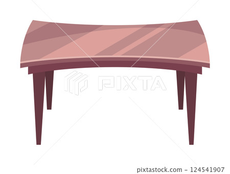 Table furniture of wood, interior wooden desk. Empty wooden table isolated illustration on white background. Vector illustration of platform or stand 124541907